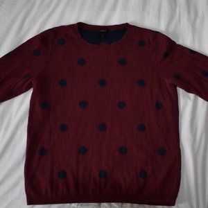 Ann Taylor Navy and Burgundy Polka Dot Sweater